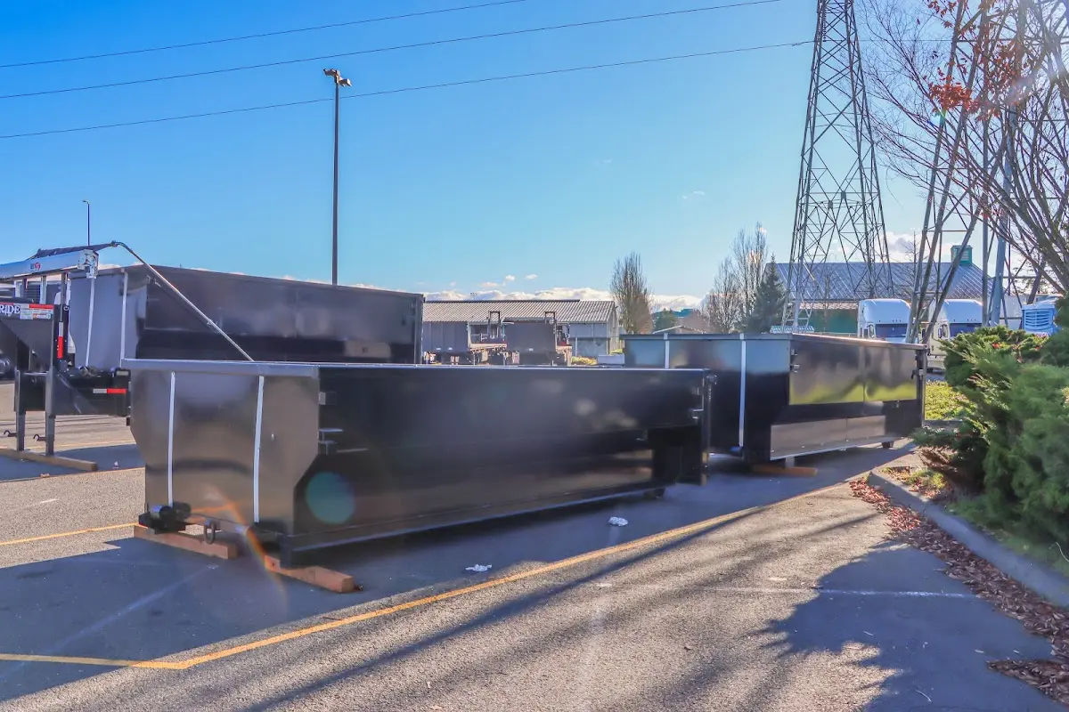 Roll-off dumpster ready for waste disposal at job site for 3 Yard Dumpster Rental in South Fayette